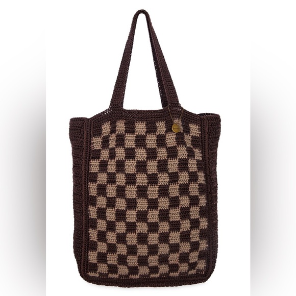 The Sak Handbags - The Sak | Crochet Chocolate Brown Checker “Lanie” Market Tote 🤎 ♻️